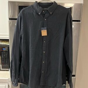 NWT Charles Tyrwhitt dark gray Dobby flannel long sleeved shirt size XL